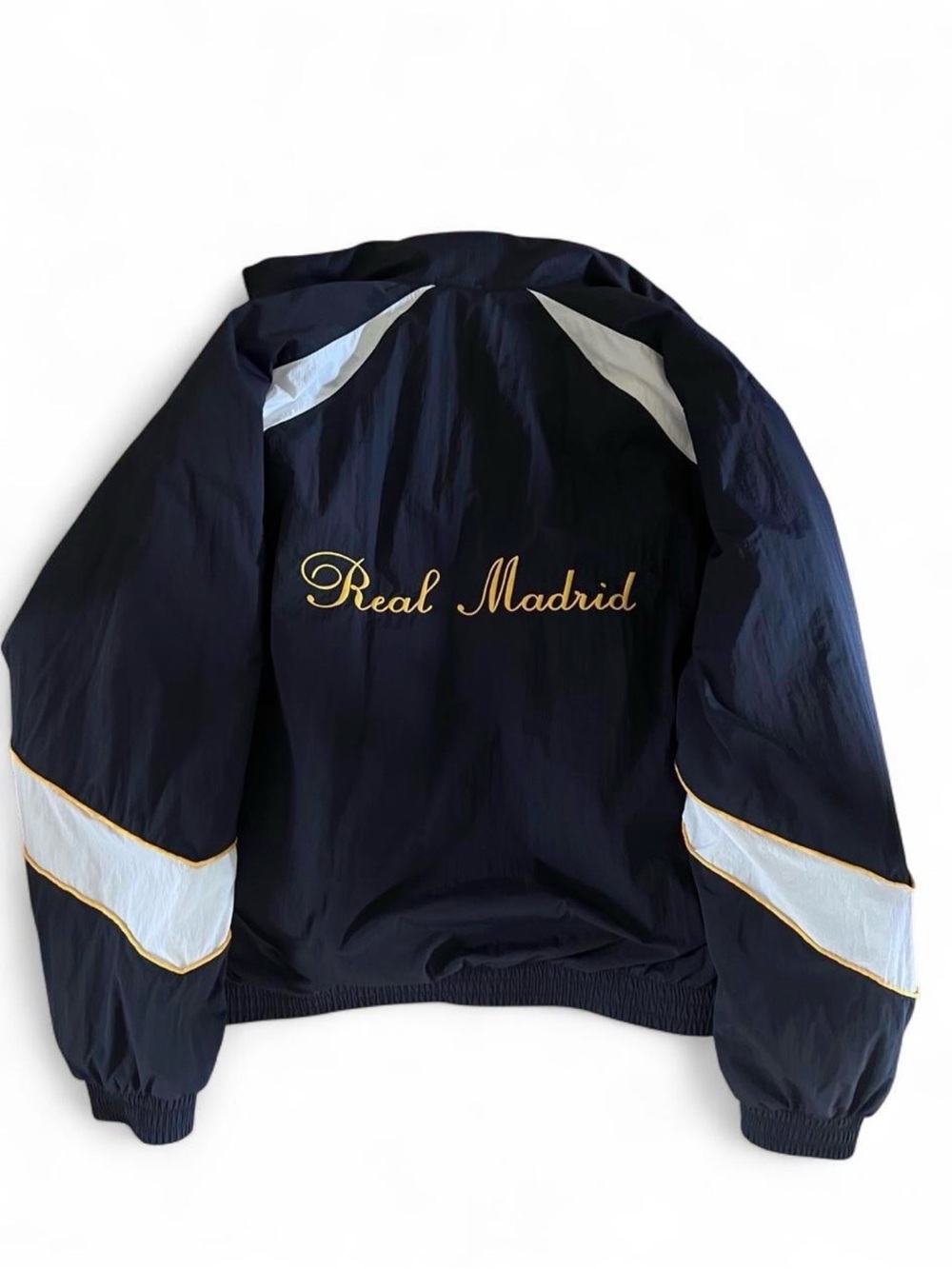 Navy Real Madrid Windbreaker Jacket with Gold Script